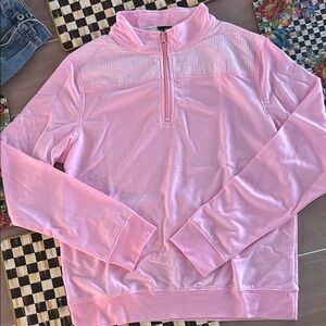 Pink seersucker Half-Zip Sweater